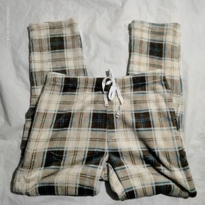 Spyder Fleece Men's Pajama Sleep Pants Size M Brown Biege Blue Plaid